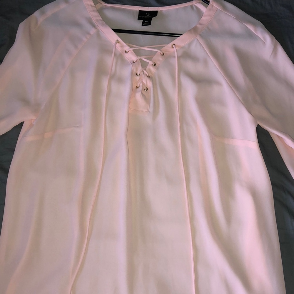 Sheer light pink blouse